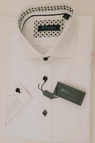 BLU - Short Sleeve Sport Shirt - 100% Cotton - Shaped Fit  - B2142086
