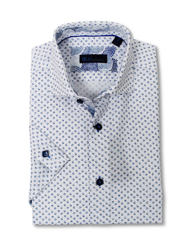 BLU - Short Sleeve Sport Shirt - 100% Cotton - Shaped Fit  - B2145516
