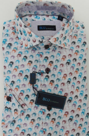 BLU - Short Sleeve Sport Shirt - 100% Cotton - Shaped Fit  - B2147067 Clearance