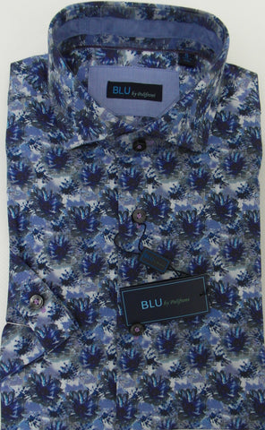 BLU - Short Sleeve Sport Shirt - 100% Cotton - Shaped Fit  - B2147084 Clearance