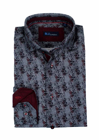 BLU - Long Sleeve Casual Shirt - 100% Brushed Cotton - Shaped Fit  - B2149554