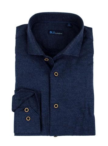 BLU - Long Sleeve Casual Shirt - 100% Brushed Cotton - Shaped Fit  - B2149566
