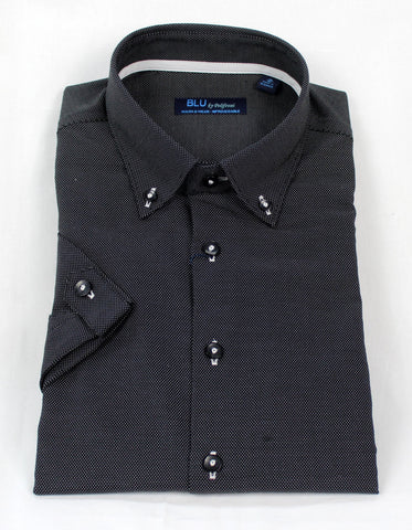 BLU - Short Sleeve Sport Shirt - 100% Cotton - Shaped Fit  - B2247646