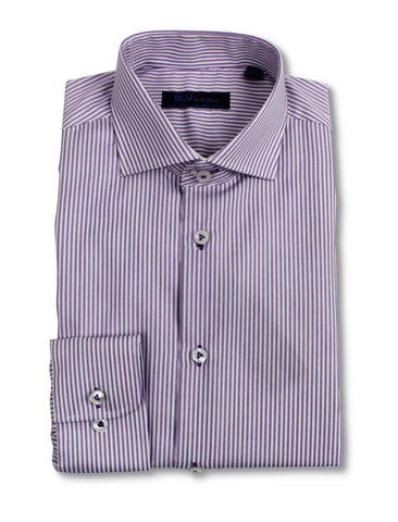 BLU - Long Sleeve Shirt - Non Iron 100% Cotton - Shaped Fit  - G2147556 Clearance