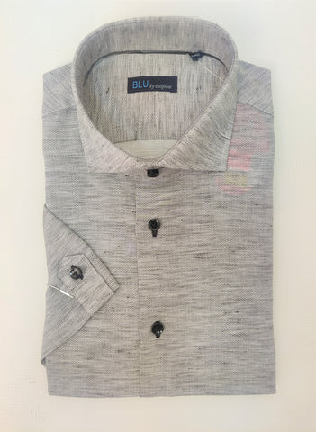 Blu -  Short Sleeve Linen Like Weave Sport Shirt - Available in 5 Colours - B-2247645