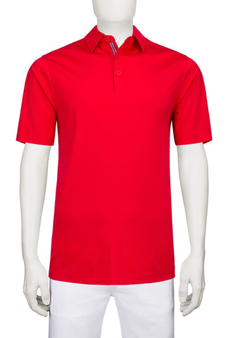 Solid Colour Red Polo Golf Shirt Bugatchi JCF2599F53-1