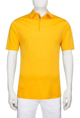 Solid Colour Yellow Polo Golf Shirt Bugatchi JCF2599F53-1