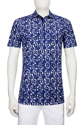 Polo Shirt Fancy Print Navy Bugatchi JF2508F21