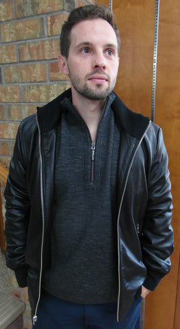 Regency - Stand-up Collar Leather Jacket - JIM Clearance