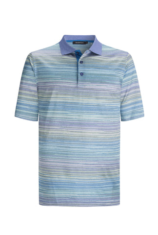 Striped Fancy Golf Shirt Polo by Bugatchi Jade Colour 