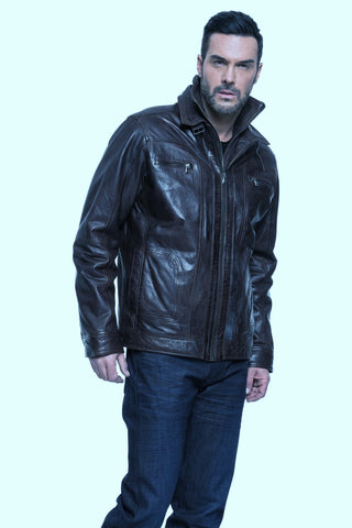 Regency by LaMarque - Double Collar Leather Jacket - MEMPHIS-B