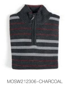 Modango - Mock Neck Quarter Zip Sweater - Wool Blend  - MOSW212306