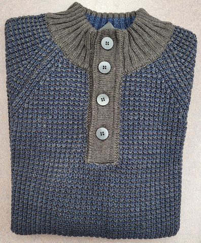 Modango - Mock Neck Quarter Buttoned Sweater - Wool Blend  - MOSW222311
