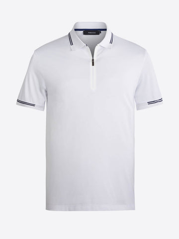 Bugatchi - Quarter Zip Polo Shirt - Cotton  Blend - Classic Fit - NBF329F97 Clearance