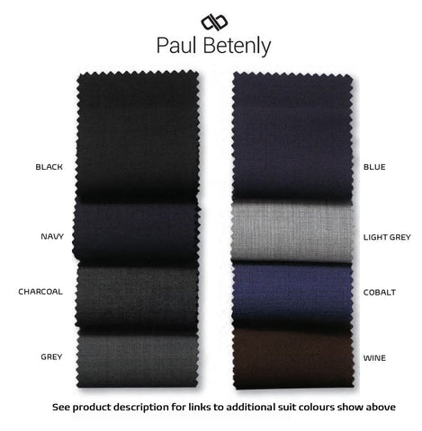 Paul Betenly - MODERN FIT - Super 120s Stretch Wool Suit - (Black, Wine)