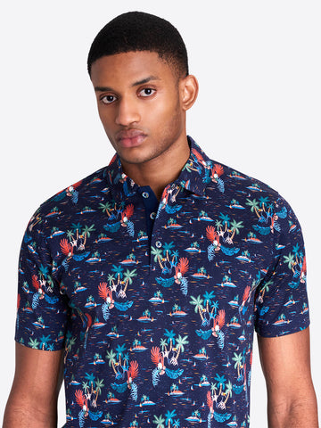 Bugatchi - Island Printed Polo Shirt - Mercerized Cotton - Modern Fit - RF4500F21 Clearance