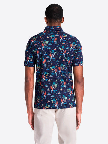 Bugatchi - Island Printed Polo Shirt - Mercerized Cotton - Modern Fit - RF4500F21 Clearance