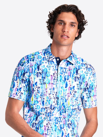 Bugatchi - Abstract Print Polo Shirt -  Mercerized Cotton - Modern Fit - RF4542F21 Clearance