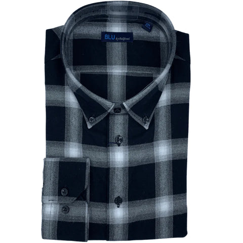 Blu  - Cotton Long Sleeve Shirt - Shaped Fit - B-2245674