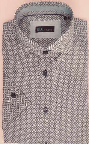 Blu -  Short Sleeve Sport Shirt - Cotton Stretch - B-2247634
