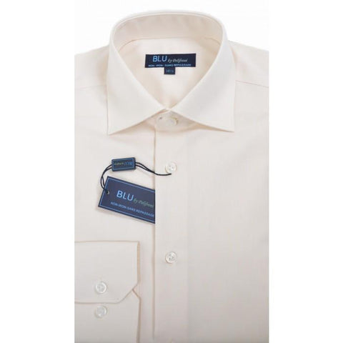 Polifroni - Long Sleeve Shirt - Non Iron High Quality 100% Cotton - Shaped Fit  - Blu-360-05 Ecru