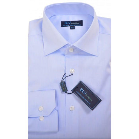 Polifroni - Long Sleeve Shirt - Non Iron High Quality 100% Cotton - Shaped Fit  - Blu-360-18 Lt Blue