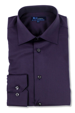 Polifroni - Long Sleeve Shirt - Non Iron High Quality 100% Cotton - Shaped Fit  - Blu-360-62 Eggplant