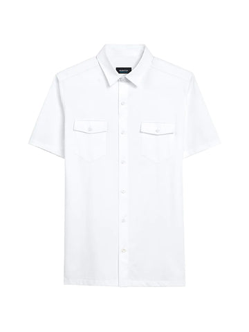 Bugatchi - Short Sleeve Shirt - Peter Solid OoohCotton Tech - 8 Way Stretch - Modern Fit - ISF9500F48