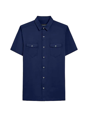 Bugatchi - Short Sleeve Shirt - Peter Solid OoohCotton Tech - 8 Way Stretch - Modern Fit - ISF9500F48