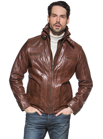 Regency by LaMarque - Double Collar Leather Jacket - MEMPHIS-B